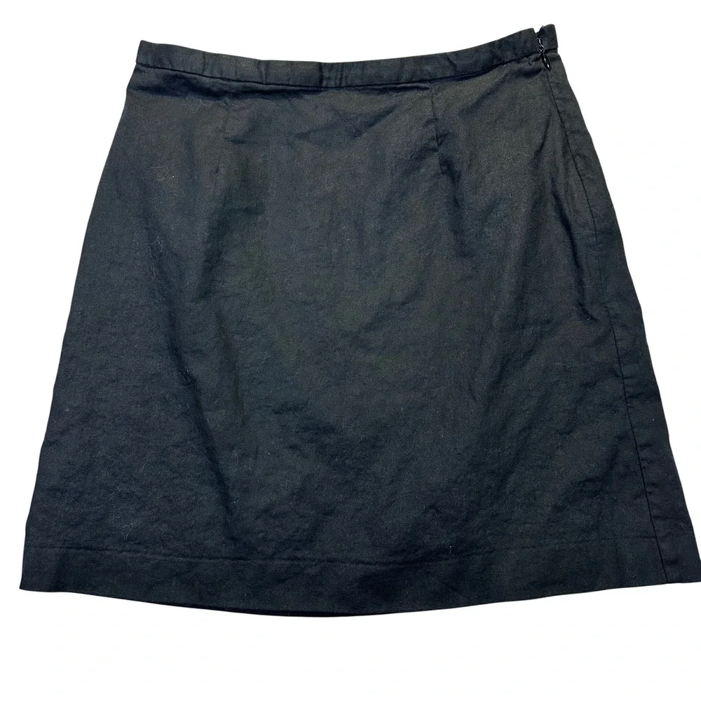 Banana Republic Linen Mini Skirt Womens 4 Black Minimalist Career Summer‎